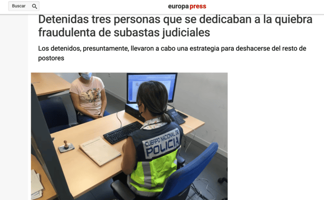 Quebrar subastas es un delito