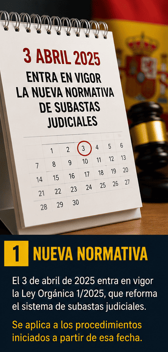 Fecha de entrada en vigor de la Nueva Normativa de Subastas judiciales